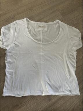Free People We The Free Shirt Womens XSmall White Oversized Tunic Raw Hem